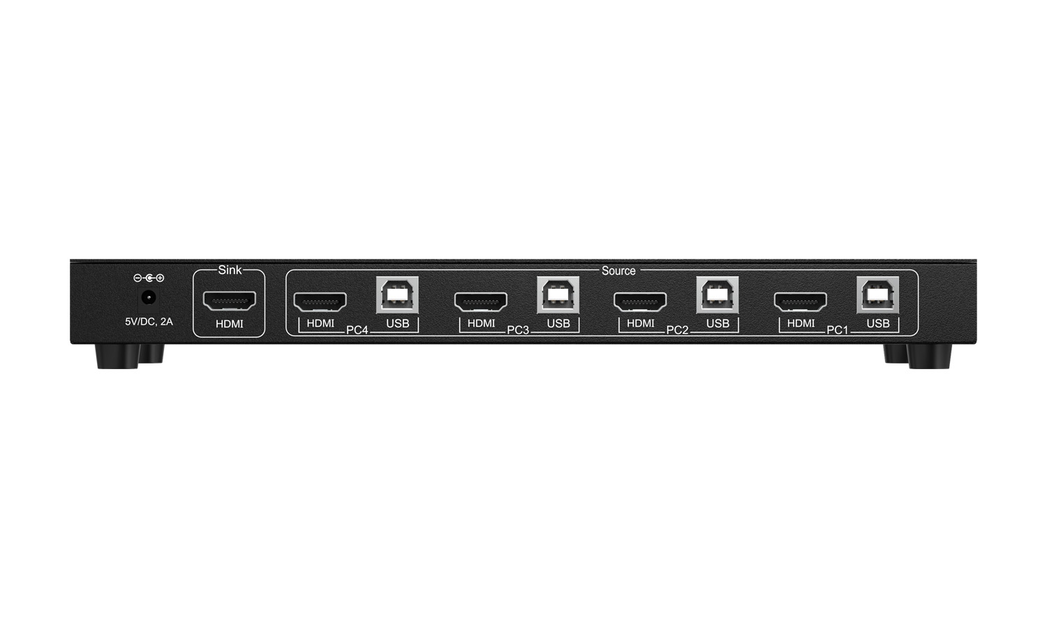 BZBGEAR BG-UHD-KVM41A 4x1 4K UHD KVM Switcher with USB 2.0 Ports for Peripherals and Audio Support - Image 4