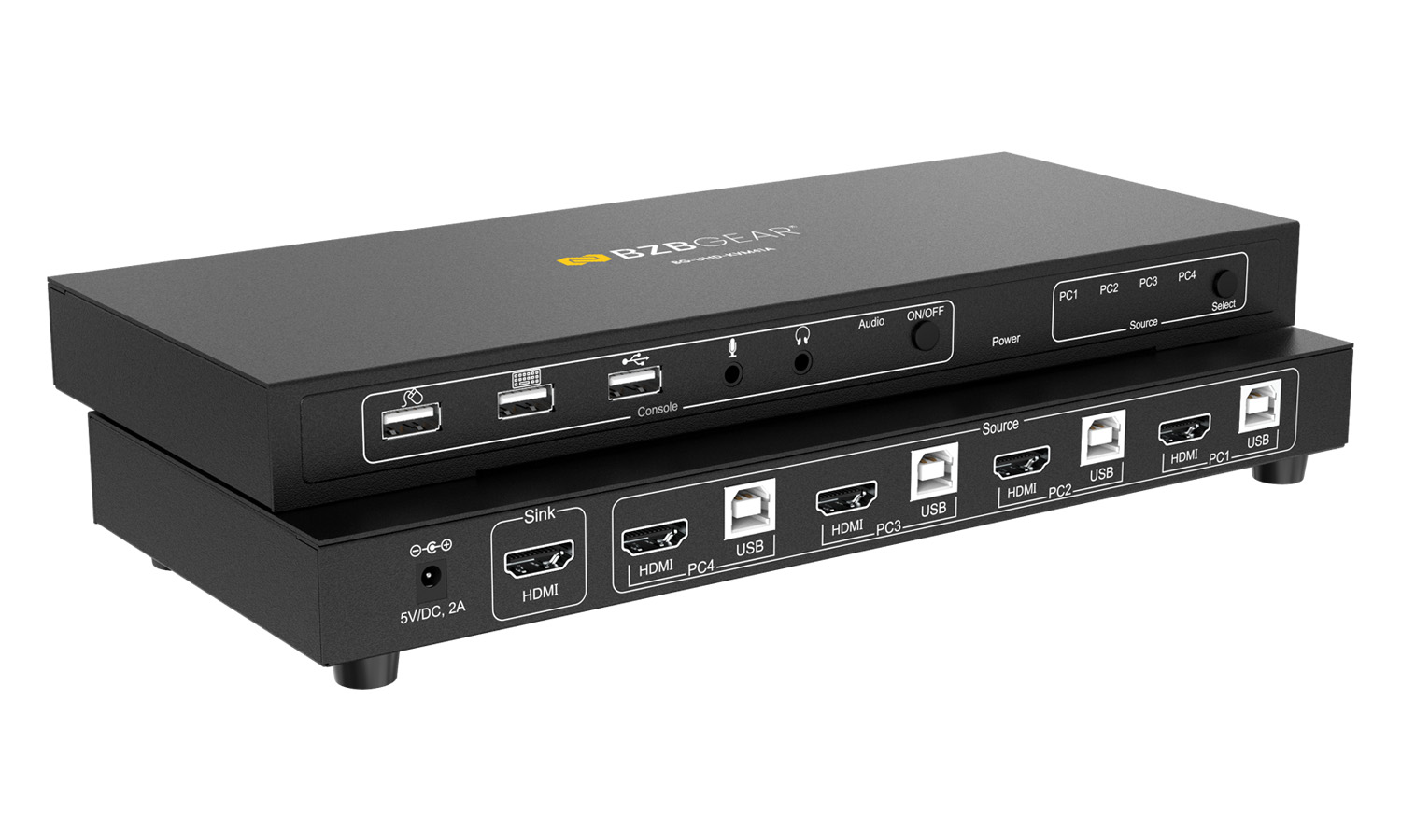 BZBGEAR BG-UHD-KVM41A 4x1 4K UHD KVM Switcher with USB 2.0 Ports for Peripherals and Audio Support - Image 8