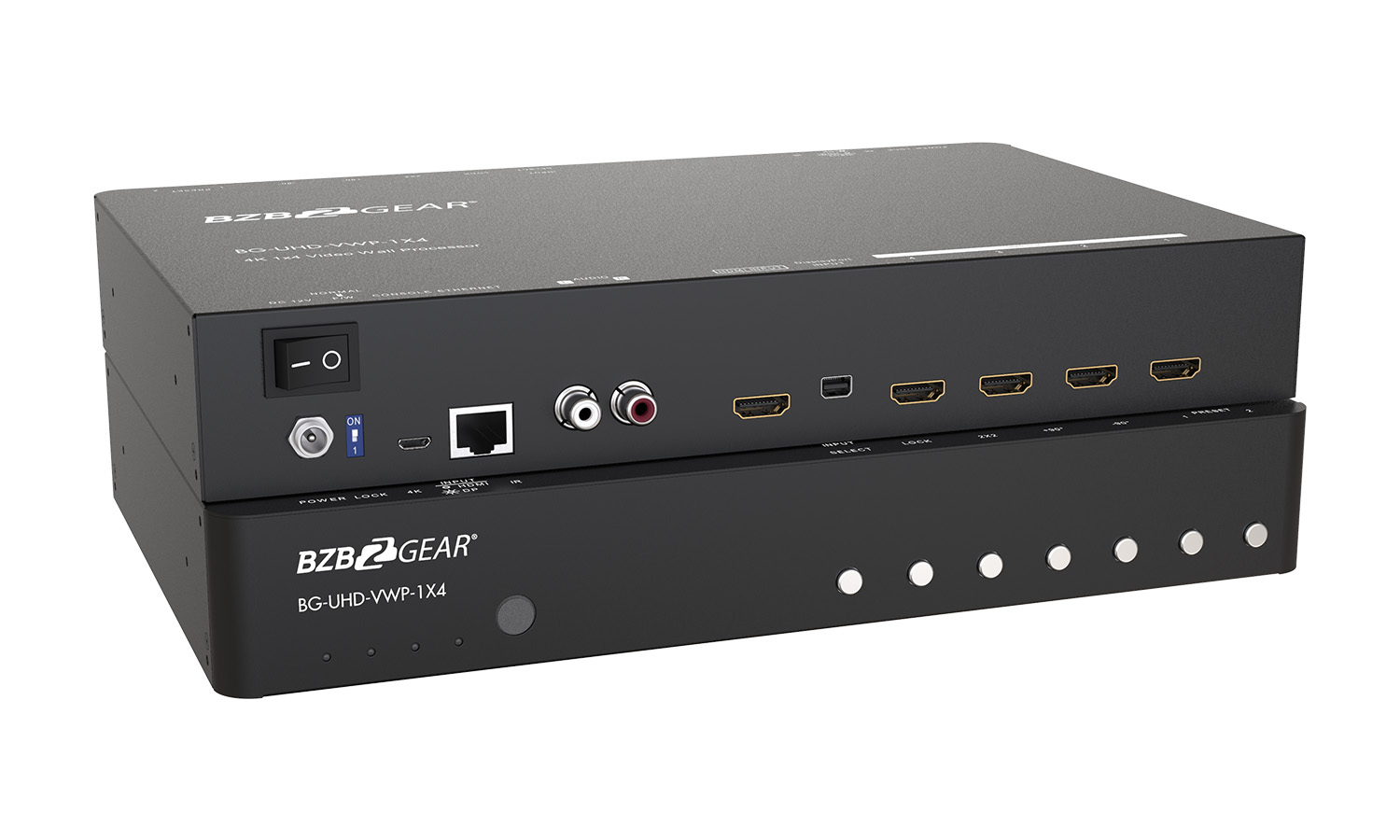 BZBGEAR BG-UHD-VWP-1X4 4K UHD HDMI/DisplayPort Video Wall Processor with Scaler/Audio for up to 4 TVs - Image 2