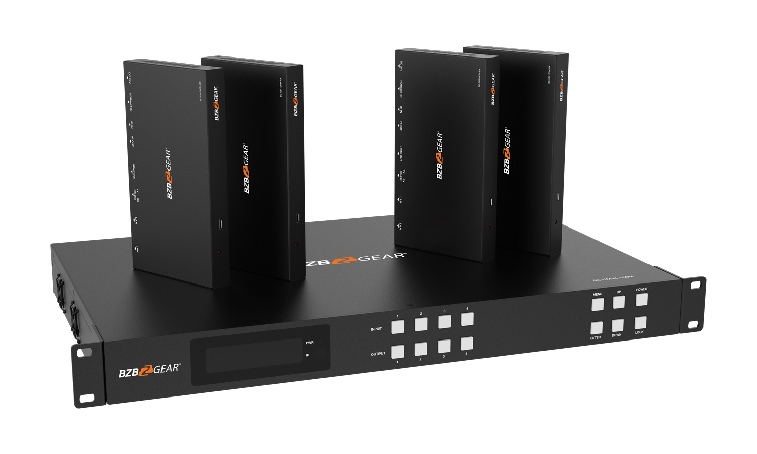 BZBGEAR BG-UM44-100M-KIT 4x4 4K UHD HDMI/Audio Matrix Switcher Over HDBaseT with 2-Way IR/ARC/Ethernet/IP and RS-232 Control - Image 2