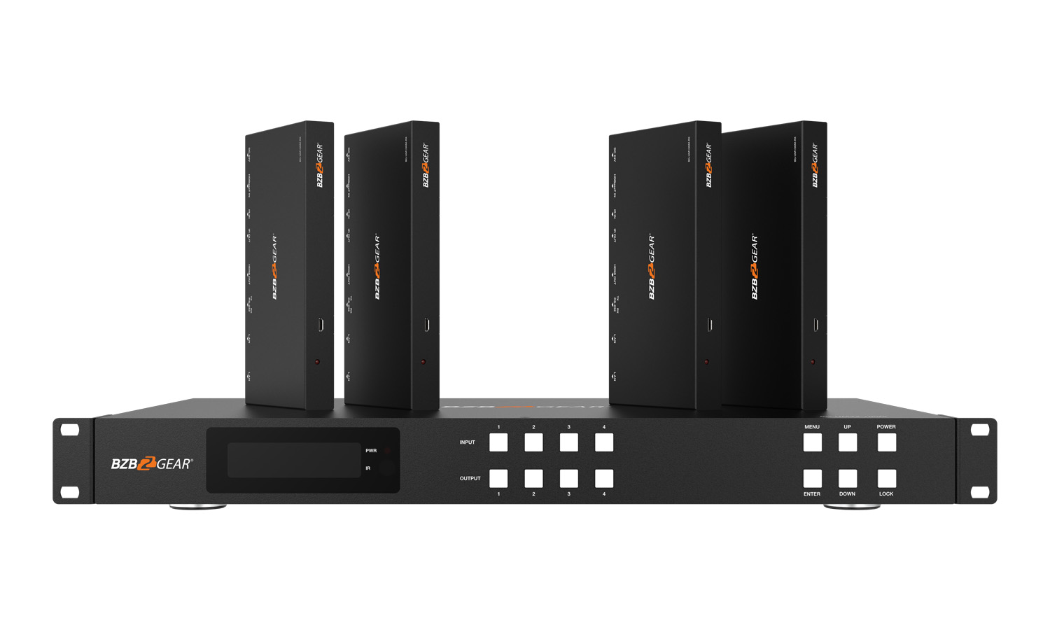 BZBGEAR BG-UM44-100M-KIT 4x4 4K UHD HDMI/Audio Matrix Switcher Over HDBaseT with 2-Way IR/ARC/Ethernet/IP and RS-232 Control - Image 4