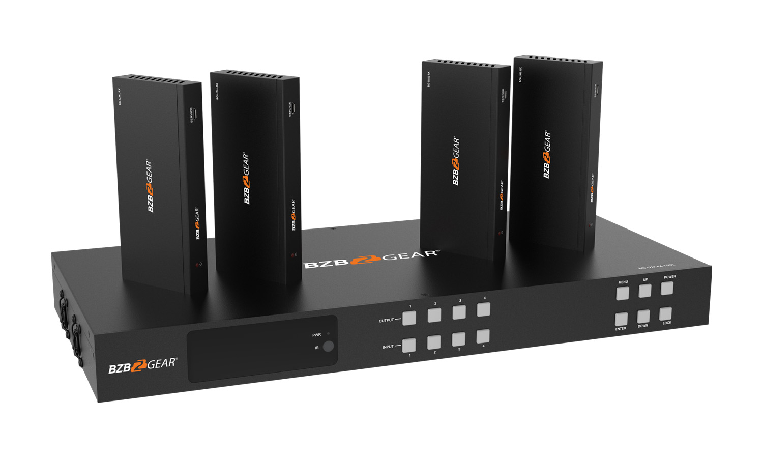 BZBGEAR BG-UM44-150L-KIT 4x4 4K UHD 18Gbps HDMI Matrix Switcher Over HDBaseT with Bi-directional IR/Advance EDID and Downscaling - Image 2