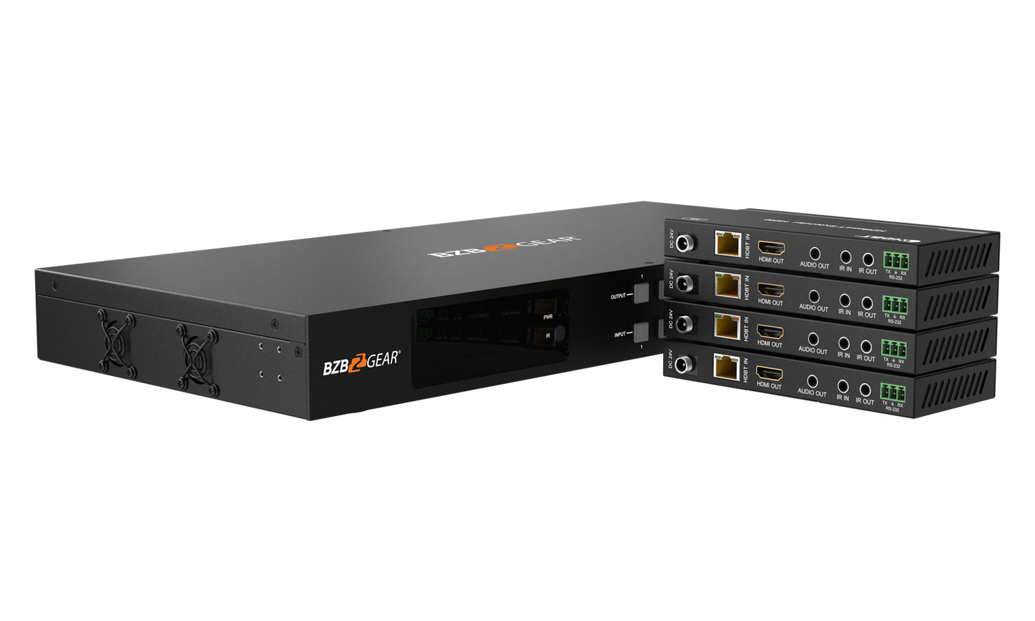BZBGEAR BG-UM44-150L-KIT 4x4 4K UHD 18Gbps HDMI Matrix Switcher Over HDBaseT with Bi-directional IR/Advance EDID and Downscaling - Image 3
