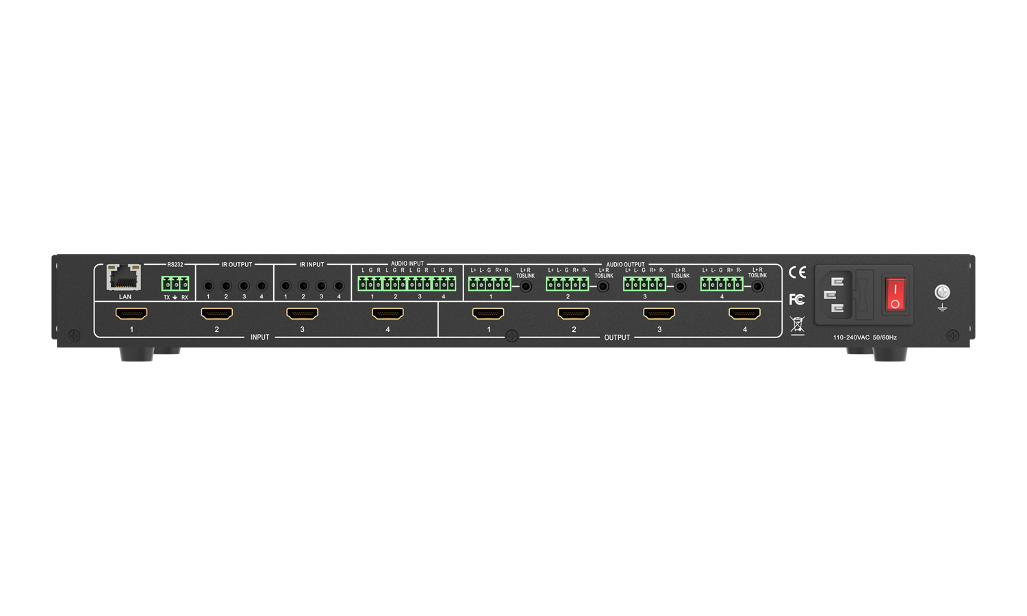 BZBGEAR BZ-MVS4X4-4K 4x4 4K UHD HDMI Video Wall Processor/Seamless Matrix Switcher with Scaler/IR/Audio/RS-232 - Image 4