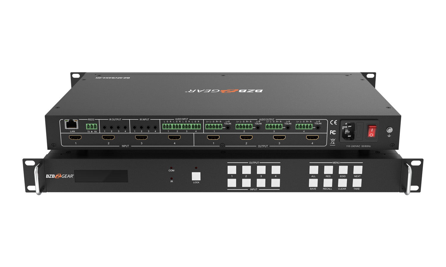 BZBGEAR BZ-MVS4X4-4K 4x4 4K UHD HDMI Video Wall Processor/Seamless Matrix Switcher with Scaler/IR/Audio/RS-232