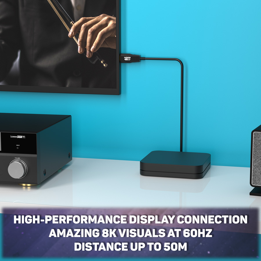 BZBGEAR BG-CAB-H21A100 8K UHD HDMI 2.1 48Gbps Active Optical Cable - 100m/329ft - Image 9
