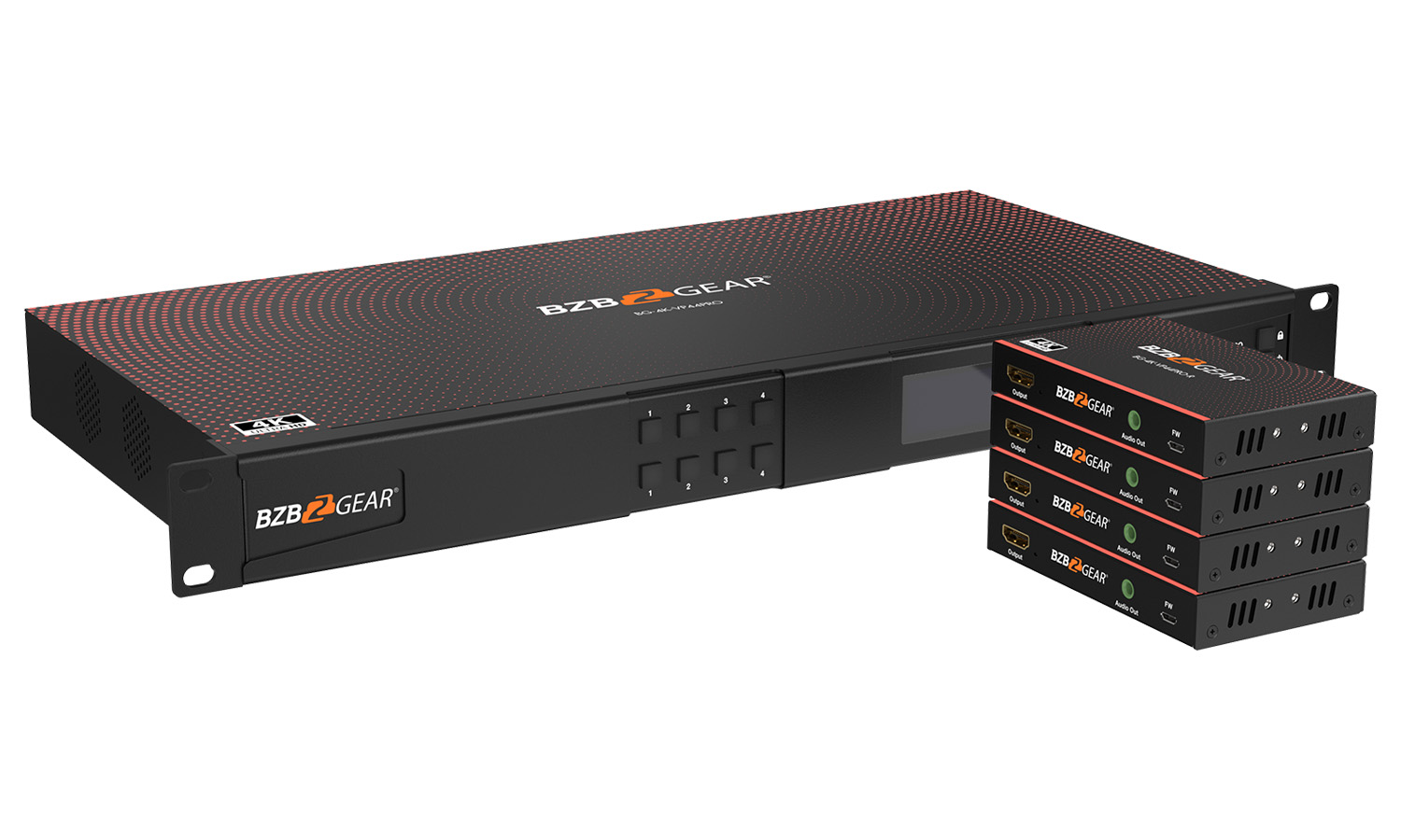 BZBGEAR BG-4K-VP44PRO-b 4x4 4K UHD Seamless HDMI Matrix Switcher/Video Wall Processor/MultiViewer Over Cat5e/6/7 Kit with 4 Receivers - Image 3