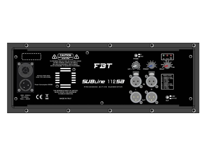 FBT SUBLINE 112 SA Processed Active Subwoofer 700W RMS - 130/133db Spl - Image 3