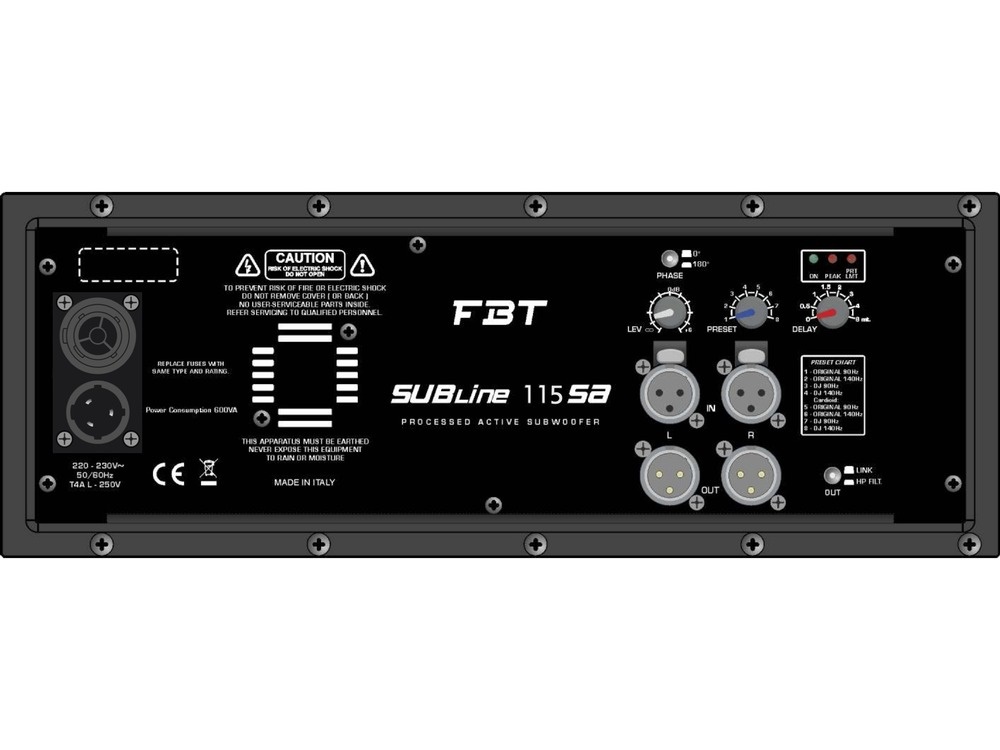 FBT SUBLINE 115 SA Processed Active Subwoofer 700W RMS - 132/135db Spl - Image 3