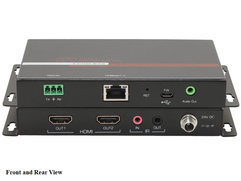 Hall Technologies ECHO-RX2 HDBaseT Extender (Receiver) with Dual Outputs