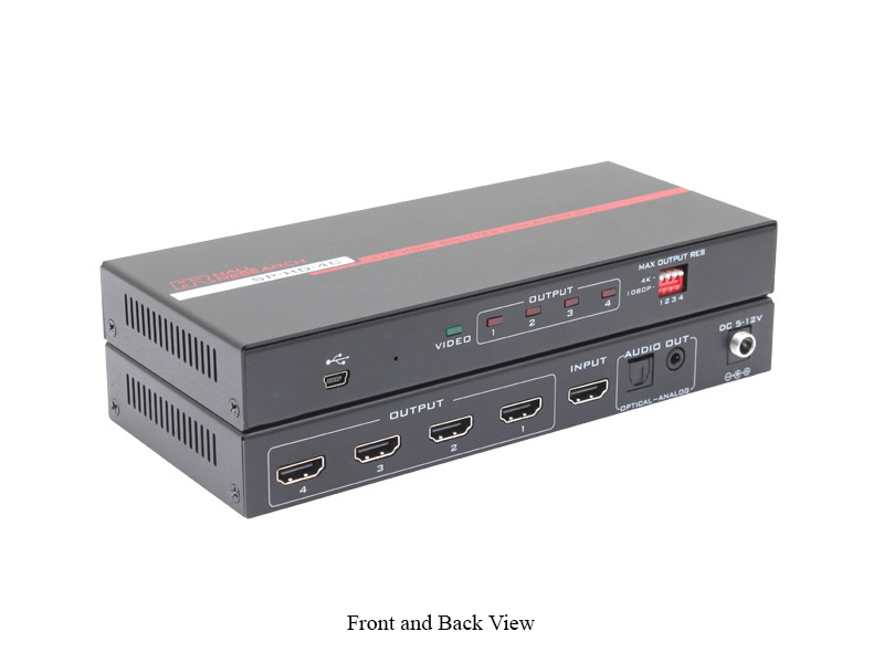 Hall Technologies SP-HD-4C 1x4 HDMI Splitter with 4K 60Hz UHD HDCP 2.2 HDR Audio out and Scaler