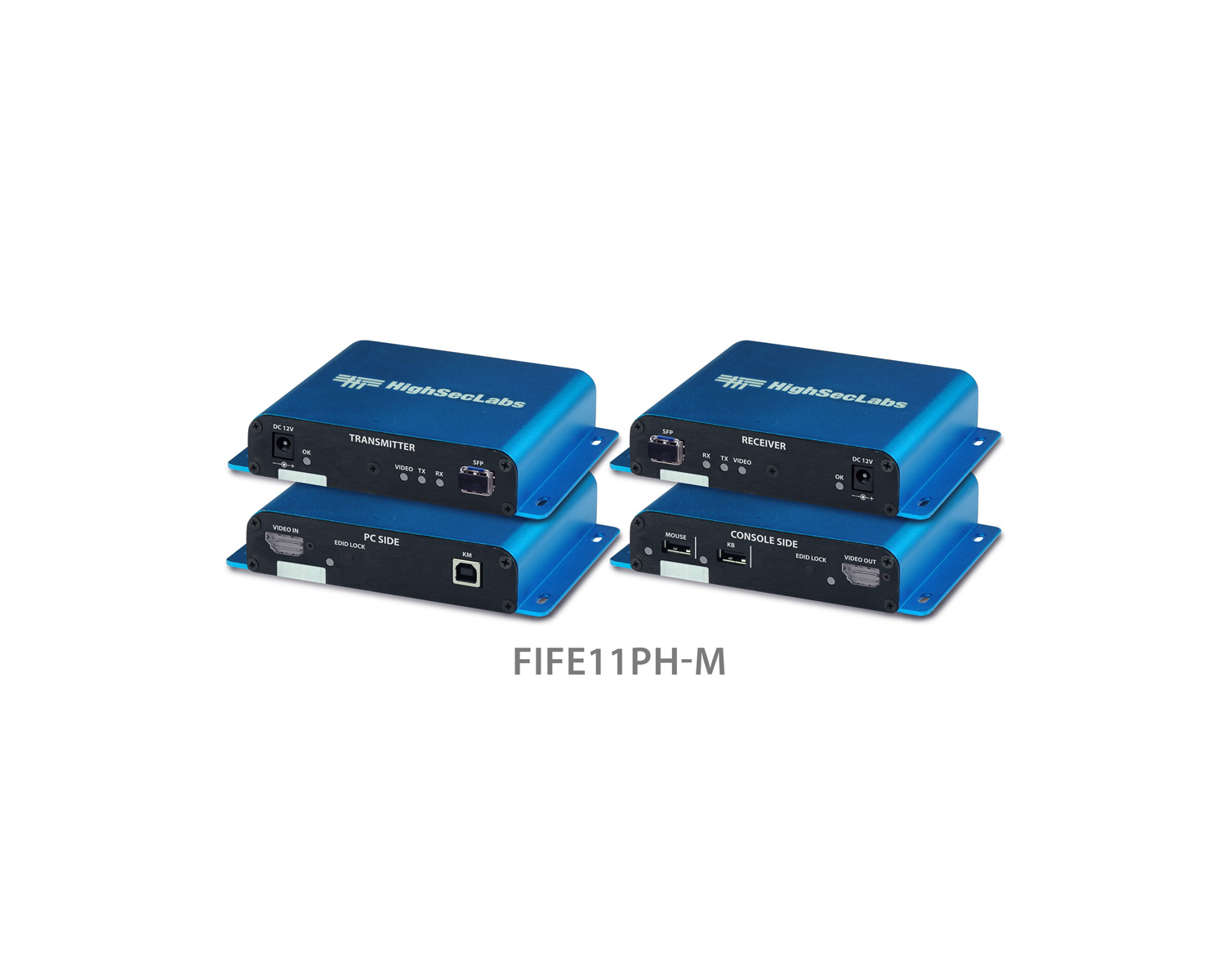 High Sec Labs FIFE11PH-M DP/HDMI Secure Fiber KVM Extender Pair / 4K30 / 10km / SFP / NIAP PP4.0
