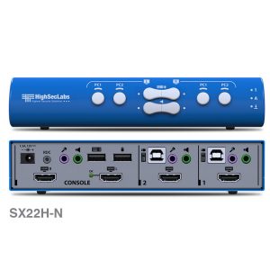 High Sec Labs SX22H-N 2x2 HDMI KVM Mini-Matrix switcher 4K / Dual Display / USB Keyboard/Mouse / 3.5mm Audio