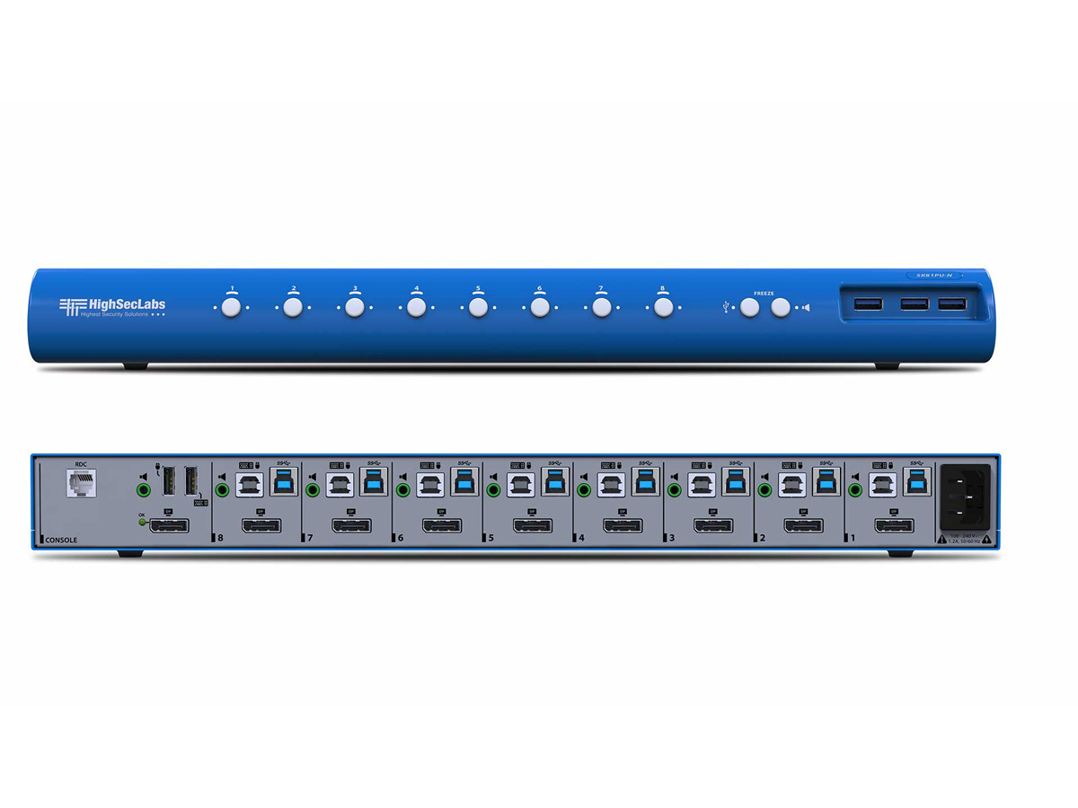 High Sec Labs SK81PU-N 8-Port DisplayPort KVM Switch 4K 3840x2160@30Hz USB 3.0 / Audio / Mic