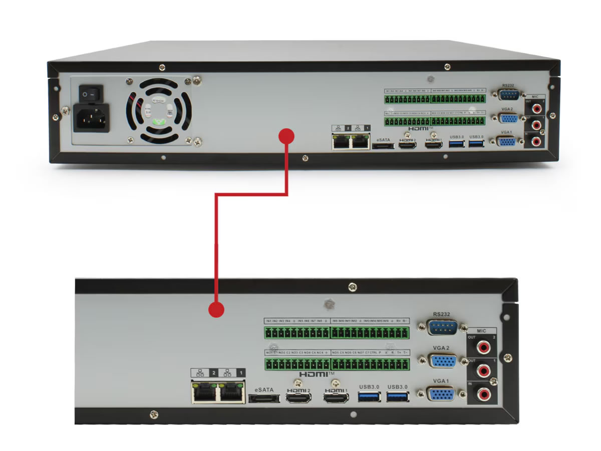 ICRealtime NVR-EL16-2U32MP1-4TB 16-Channel Rackmount NVR / 32MP Support / 384 Mbps Bandwidth / 8x SATA III / 2U - Image 3