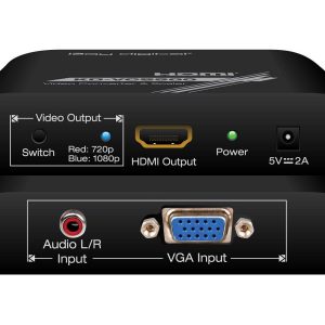 Key Digital KD-VCS500 VGA to HDMI Converter / Analog Stereo Audio Embed / Upscales to 720p / 1080p