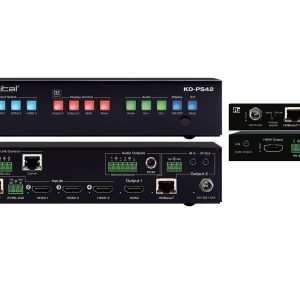 Key Digital KD-PS42 4K/18G Presentation Switcher Kit with 4 Inputs (HDBT/3x HDMI) 2 Mirrored Outputs (HDBT/HDMI)