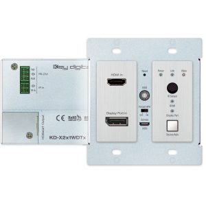Key Digital KD-X2x1WDTx 2x1 4K/18G HDCP HDMI/DisplayPort HDBT Wall Plate Switcher/Transmitter with IR/RS-232/PoH