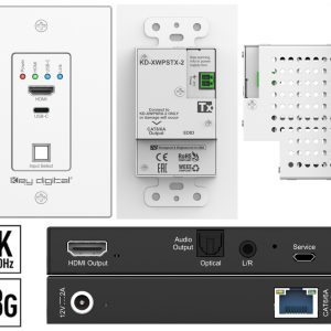 Key Digital KD-XWPS-2 HDMI USB-C Wall Plate Extender Kit / 4K60 4:4:4 Over CAT6 164ft / Audio De-Embed