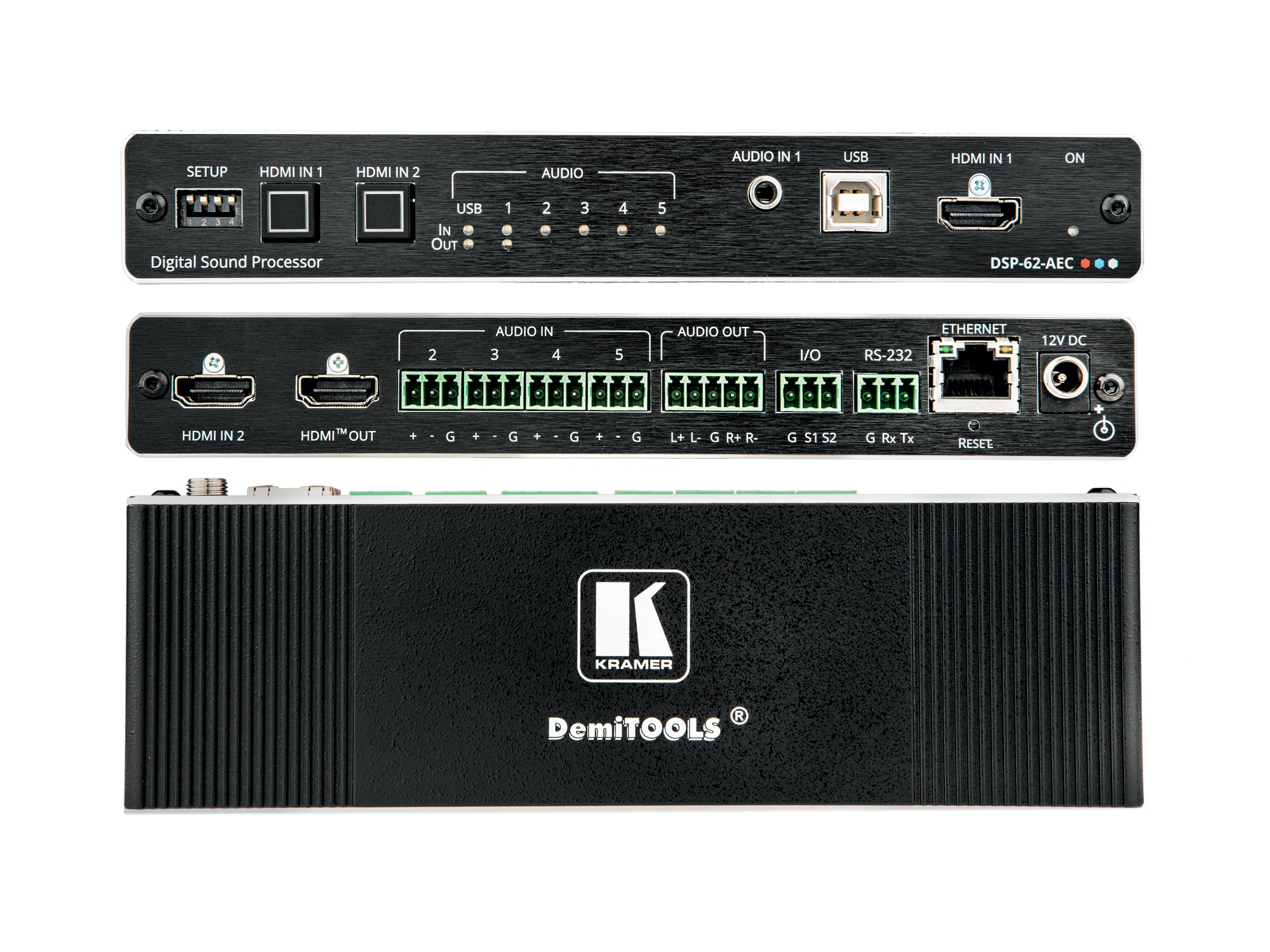 Kramer DSP-62-AEC 6x2 PoE Audio Matrix with DSP and AEC - Image 2