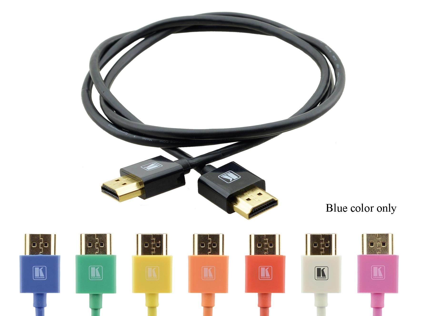 Kramer C-HM/HM/PICO/BL-6 Ultra-Slim High-Speed HDMI Cable w Ethernet/6ft/Blue
