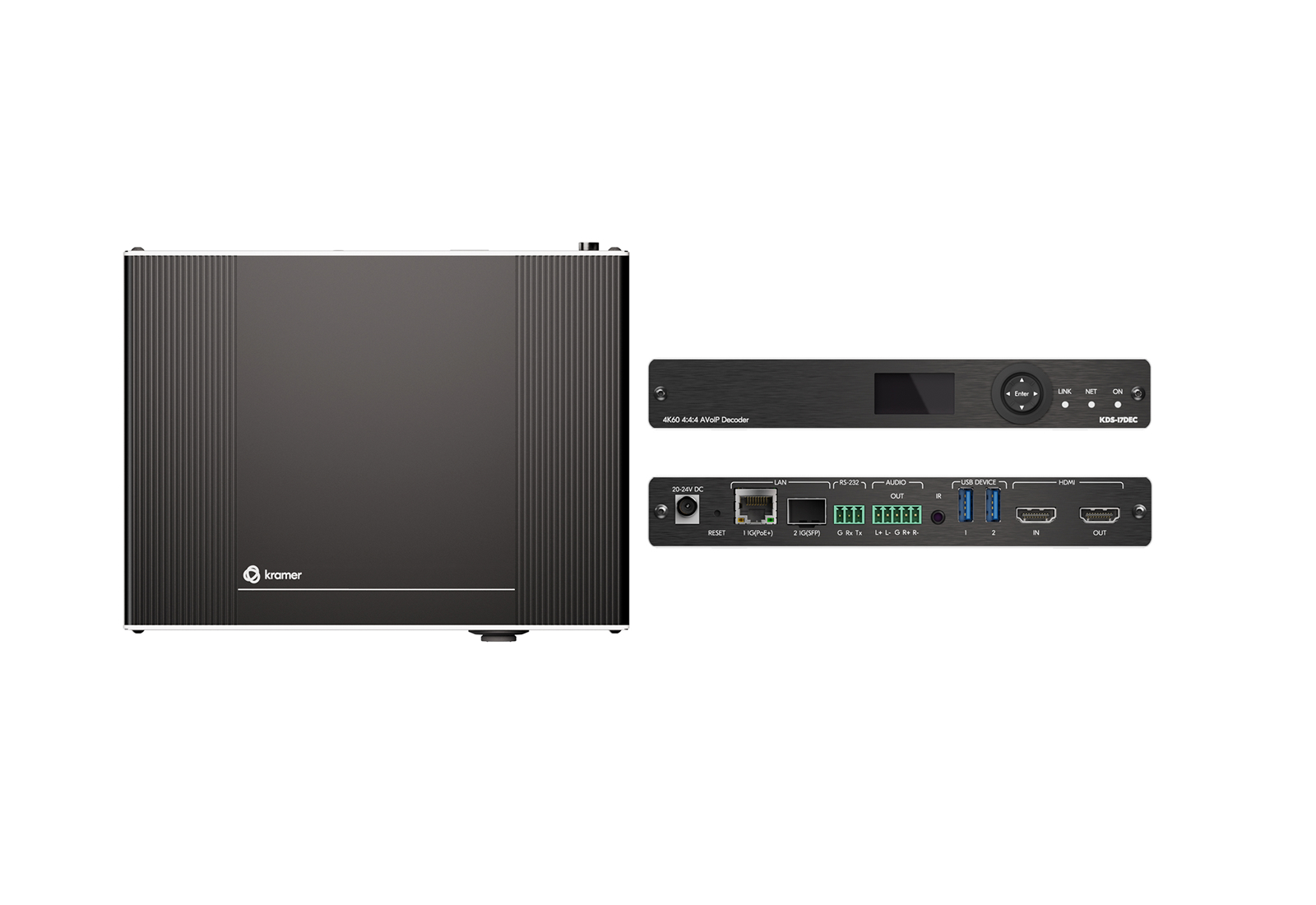 Kramer KDS-17DEC 4K60 4:4:4 AVoIP Decoder / Dante / HDMI / RS232 / USB / IR / CEC / PoE