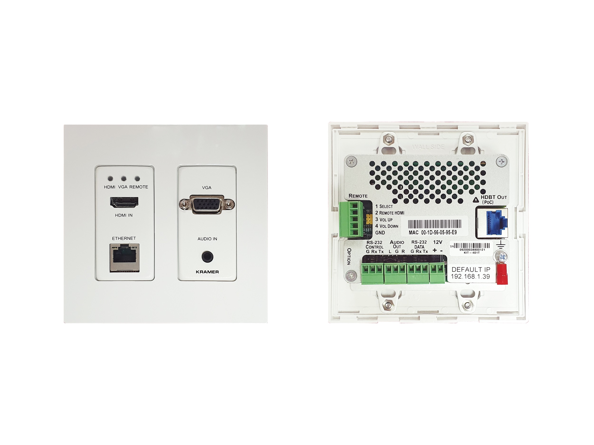 Kramer KIT-401/US-D(W) 4K Auto-Switcher/Scaler Kit over Long-Reach HDBaseT with White US-D Size Wall-Plate Frame - Image 2