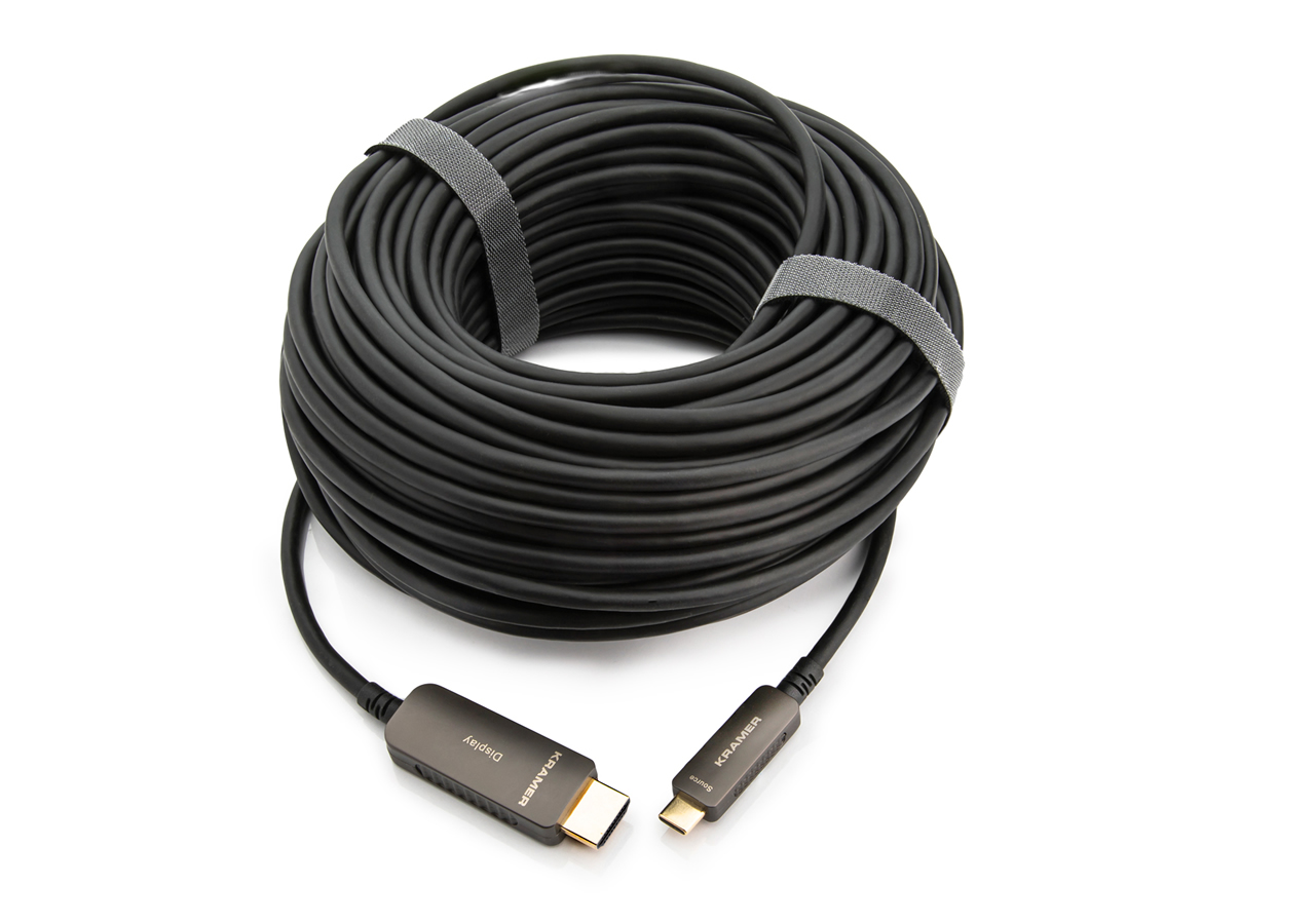 Kramer CP-AOCU/CH-98 Active Optical USB-C to HDMI Cable 4K@60Hz 4:4:4 18Gbps HDR HDCP2.2 98ft Plenum