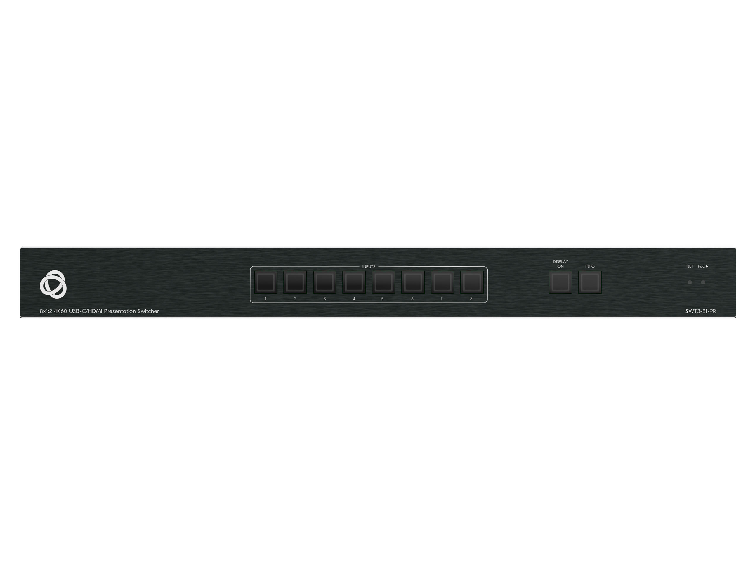 Kramer SWT3-81-PR HDBaseT 3.0 Interchangeable 8×1 switcher USB-C / HDMI 4K60 4:4:4 Dual-Display