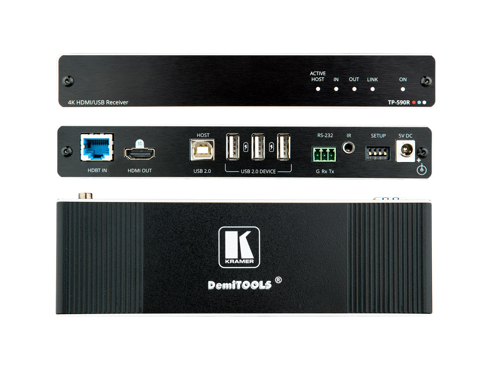 Kramer TP-590R 4K60 4x2x0 HDMI Receiver with USB/RS-232 and IR over Long-Reach HDBaseT 2.0 - Image 2