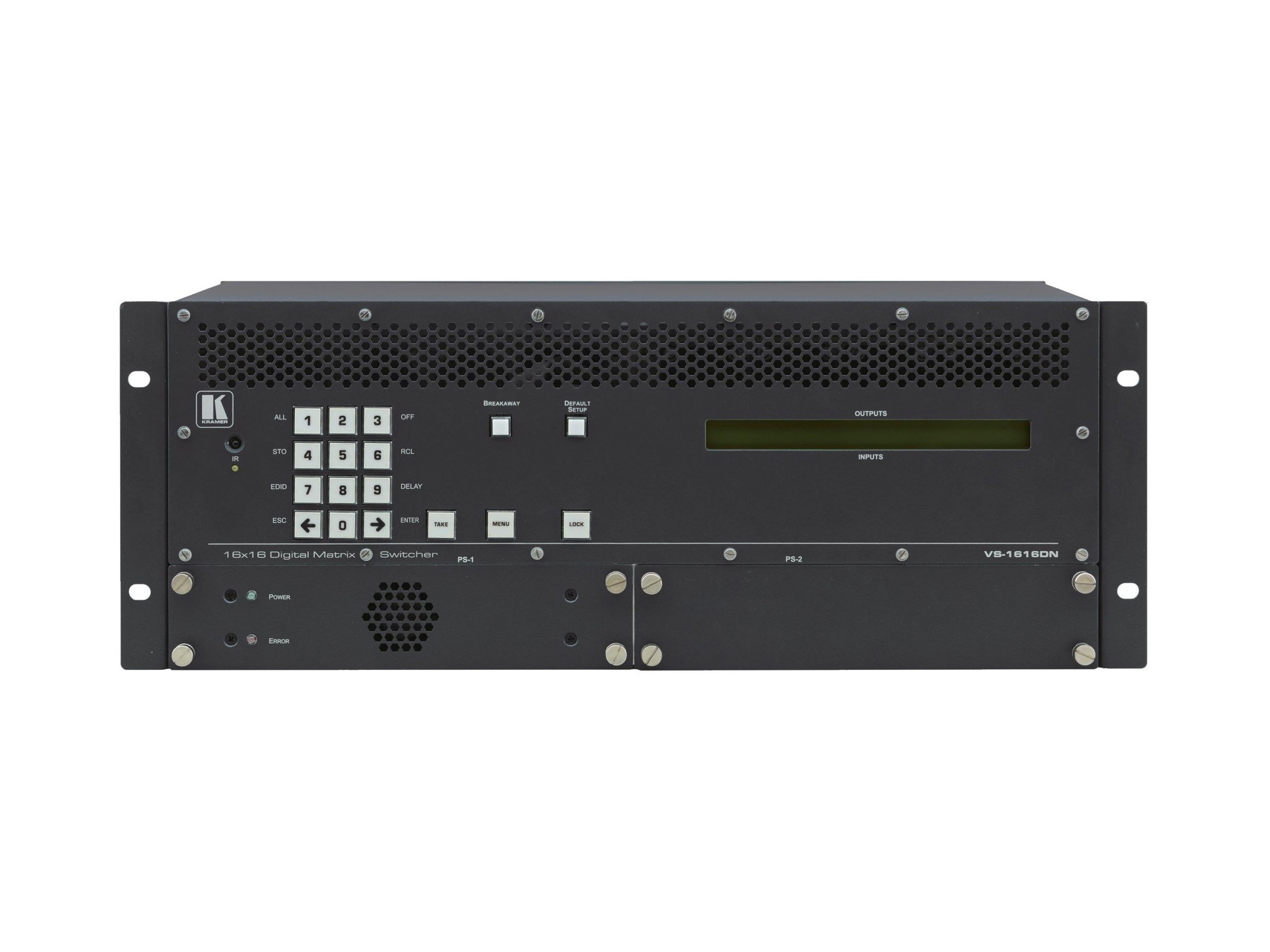 Kramer VS-1616DN-EM/STANDALONE 2×2 to 16×16 Modular 4K60 4x2x0 Multi-Format Managed Digital Matrix Switcher