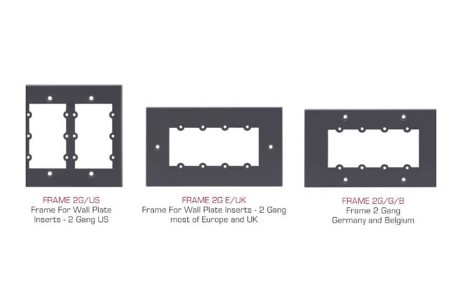 Kramer FRAME-2G/US(G) Frame for Wall Plate Inserts — 2 Gang, gray