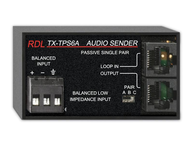 RDL TX-TPS6A Passive 1-Pair Extender (Transmitter)/Format-A/balanced line output