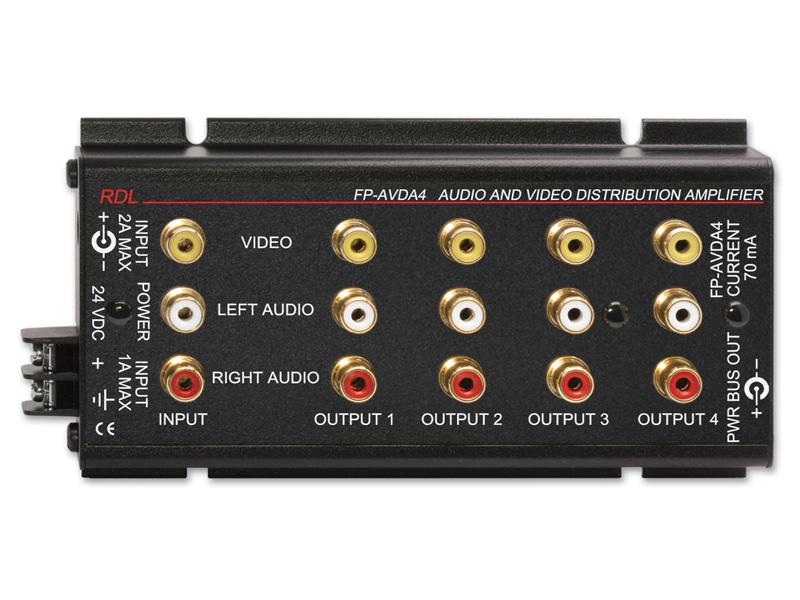 RDL FP-AVDA4 1x4 Stereo Audio/Video Distributor/Phono Jacks