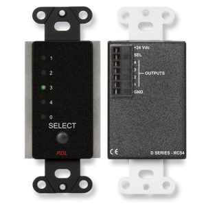 RDL DB-RCS4 4-Channel Remote Source Selector / Pushbutton Stepping / LED Status / Wall Mount