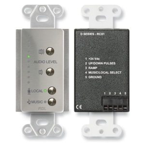 RDL DS-RCX1 Decora Stainless Room Control Panel / Pushbutton Volume Up Down / Music / Local Select / LED