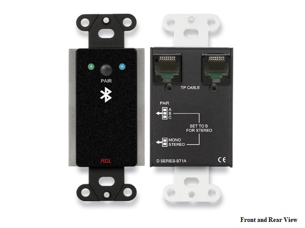 RDL DB-BT1A Wall-Mounted Bluetooth Audio Extender (Transmitter)/Format-A Interface/Black