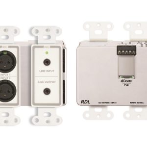 RDL DD-BN31 4x4 Wall-Mounted Bi-Directional Mic/Line Dante Interface/White