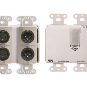 RDL DDS-BN22 2x2 Wall-Mounted Bi-Directional Mic/Line Dante Interface/Stainless Steel
