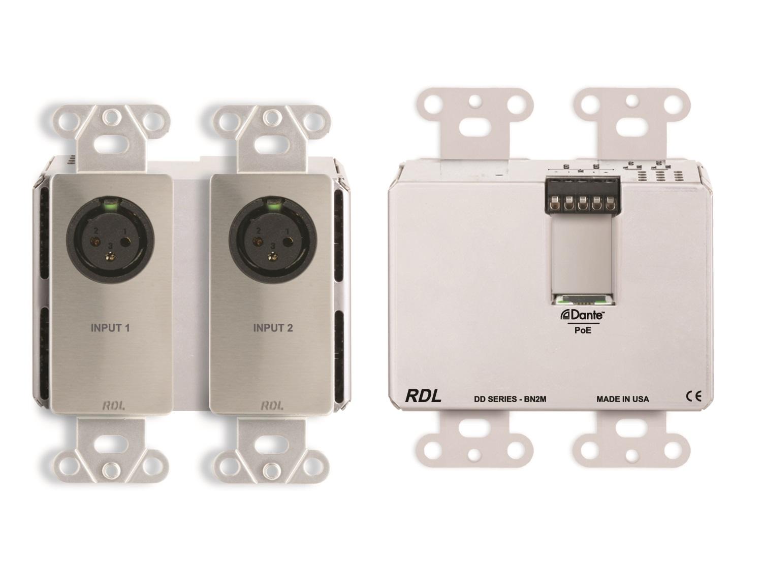 RDL DDS-BN2M 2x2 Mic/Line Dante Interface with PoE/Stainless Steel