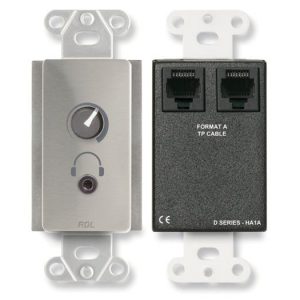 RDL DS-HA1A Stereo Headphone Amplifier / Format-A RJ45 Input / Mini-Jack Output / 24 Vdc