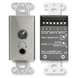 RDL DS-SH1 Stereo Headphone Amplifier Decora Panel User Level Control Stainless Steel