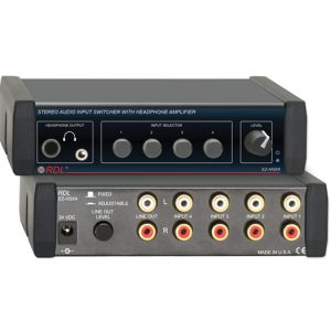 RDL EZ-HSX4X Stereo Audio Input Switcher 4x1 / Headphone Amp / Variable Fixed Line Output