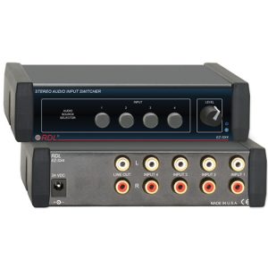 RDL EZ-SX4X 4x1 Stereo Audio Switcher / Unbalanced RCA Inputs / Front Panel Volume Control