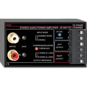 RDL TX-PA40DE 40 W Stereo Audio Power Amplifier without Power Cord
