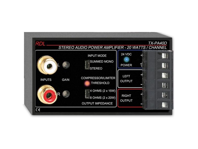 RDL TX-PA40DE 40 W Stereo Audio Power Amplifier without Power Cord