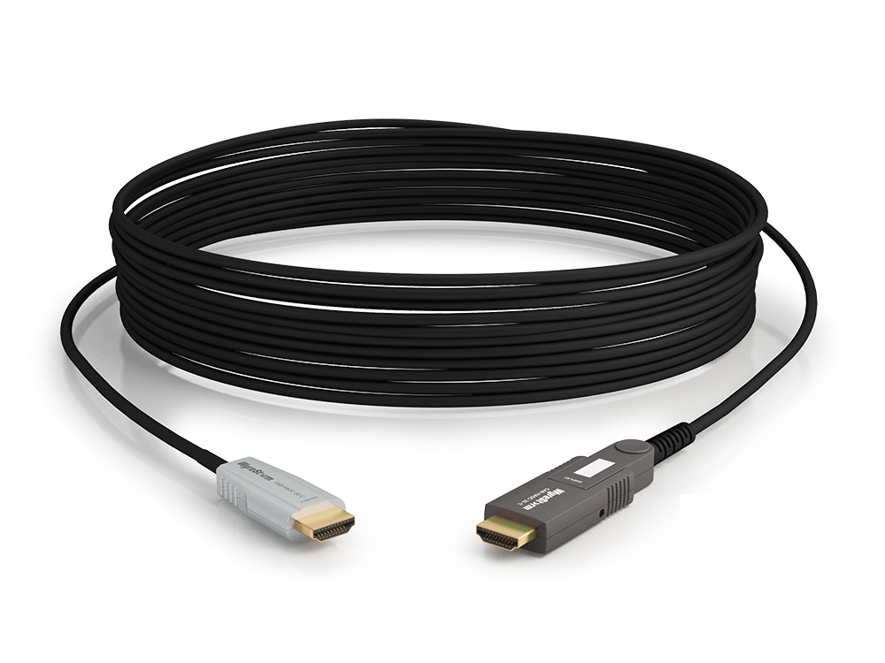 WyreStorm CAB-HAOC-15-P 15m/50ft 24Gbps 4-Core Active Optical HDMI Cable/4K HDR/Detachable Head/Plenum and FT6 Rated
