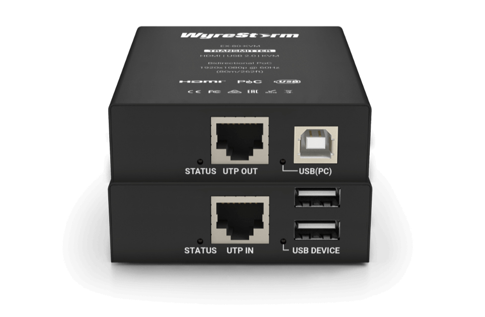 WyreStorm EX-80-KVM 80m HDMI KVM Extender / 1080p@60Hz / USB 2.0 / CAT5e/6 / PoC