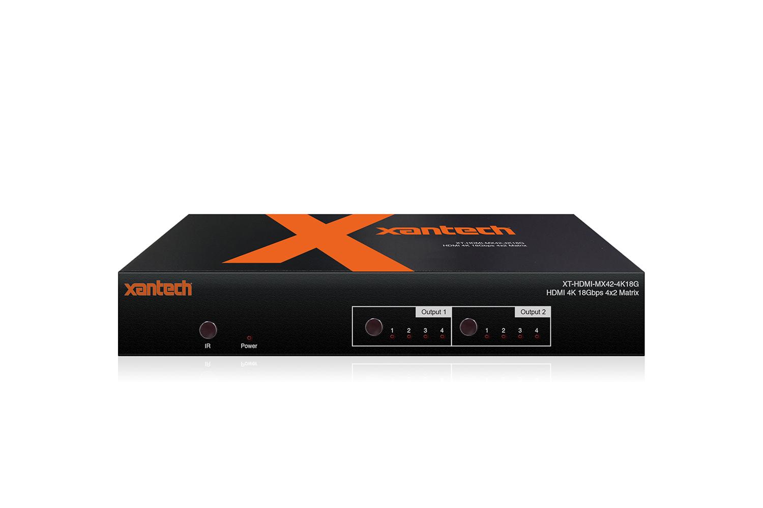 Xantech XT-HDMI-MX42-4K18G HDMI 2.0 4x2 Matrix with Audio Breakout and EDID Management