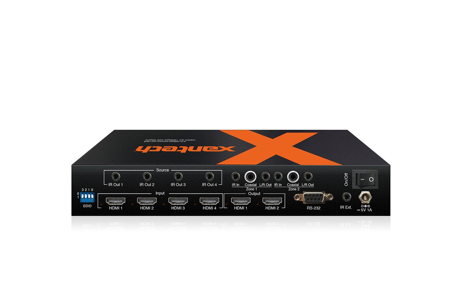 Xantech XT-HDMI-MX42-4K18G HDMI 2.0 4x2 Matrix with Audio Breakout and EDID Management - Image 2